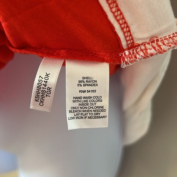 Calvin Klein Women's Orange Round Neck Sleeveless Blouse Top Size Large - Picture 3 of 8